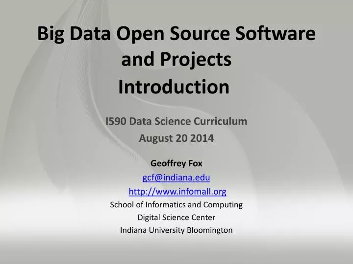 big data open source software and projects introduction