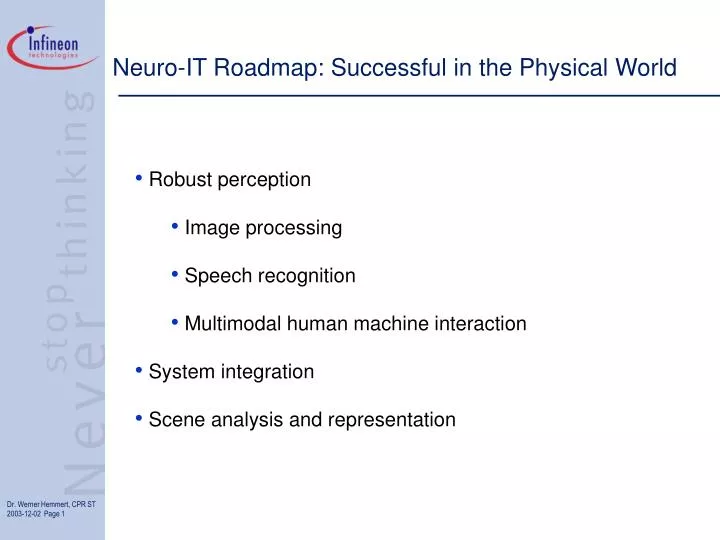 neuro it roadmap successful in the physical world