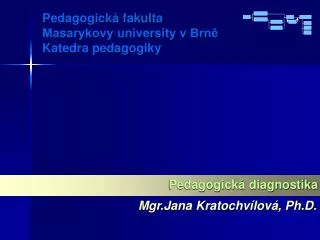 pedagogick fakulta masarykovy university v brn katedra pedagogiky