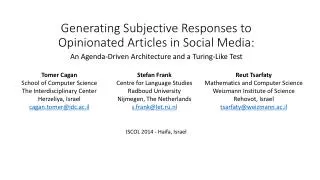 Generating Subjective Responses to Opinionated Articles in Social Media :