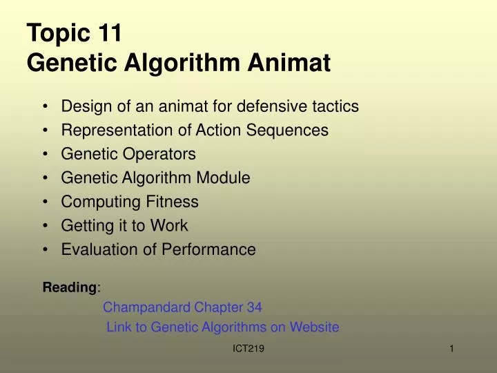 topic 11 genetic algorithm animat
