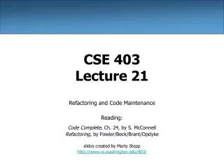 CSE 403 Lecture 21