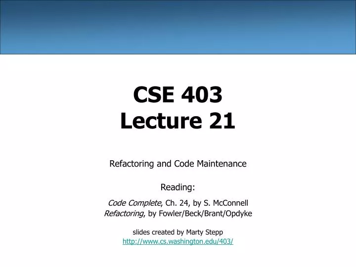 cse 403 lecture 21