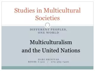 Studies in Multicultural Societies