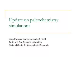 Update on paleochemistry simulations
