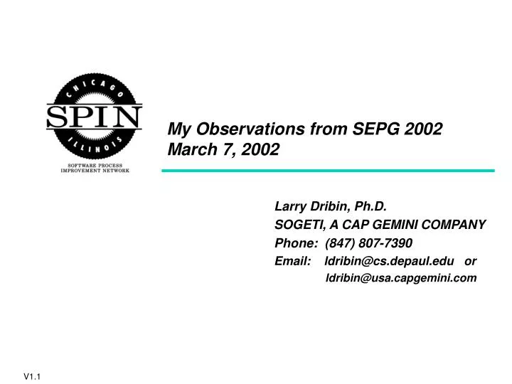 my observations from sepg 2002 march 7 2002