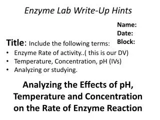 Enzyme Lab Write-Up Hints