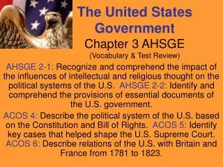 The United States Government Chapter 3 AHSGE (Vocabulary &amp; Test Review)
