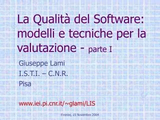 la qualit del software modelli e tecniche per la valutazione parte i