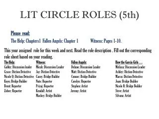 LIT CIRCLE ROLES (5th)