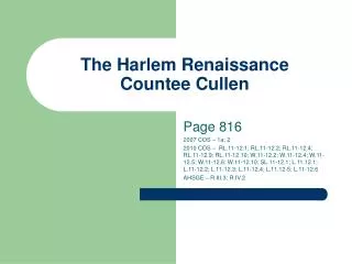 The Harlem Renaissance Countee Cullen