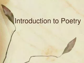 Introduction to Poetry