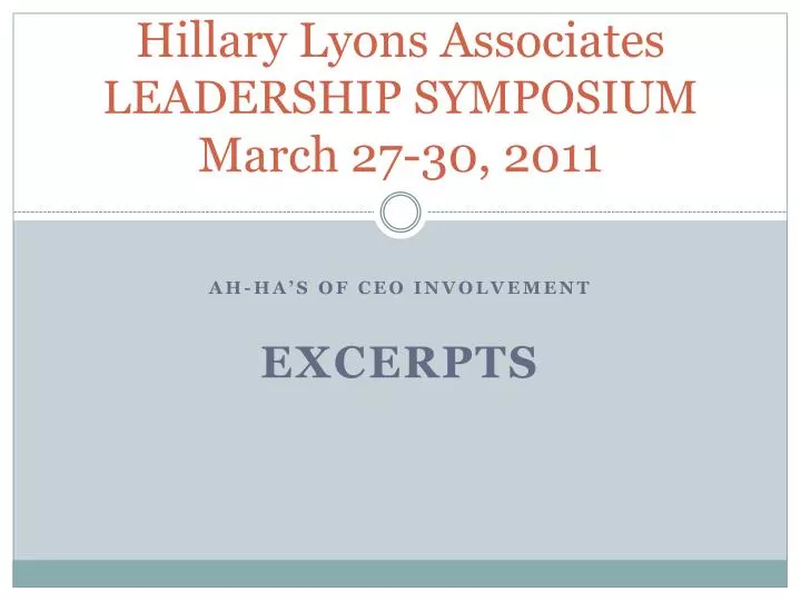 hillary lyons associates leadership symposium march 27 30 2011