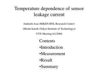 Temperature dependence of sensor leakage current