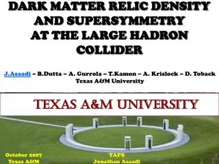 dark matter relic density and supersymmetry at the large hadron collider