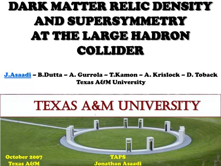 dark matter relic density and supersymmetry at the large hadron collider