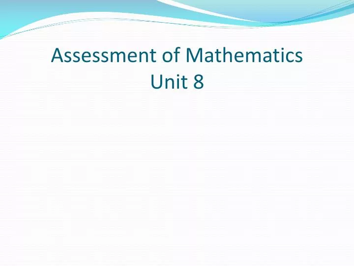 assessment of mathematics unit 8