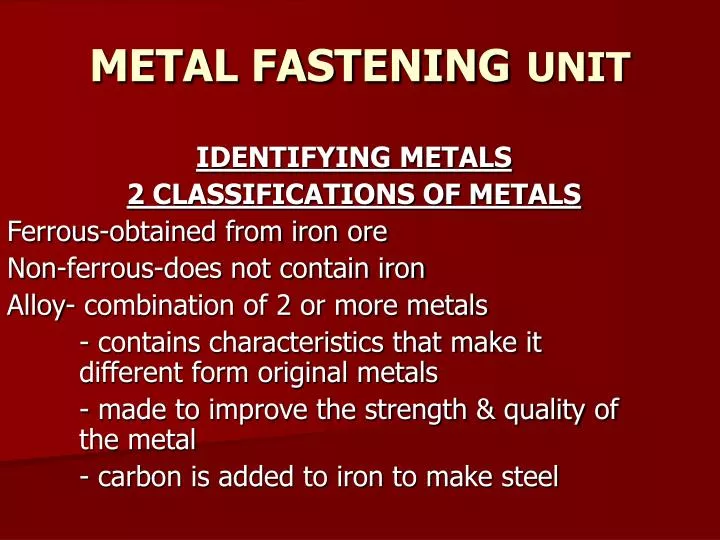 metal fastening unit