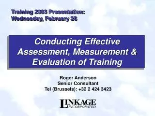 Training 2003 Presentation: Wednesday, February 26