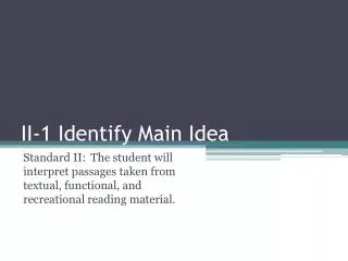 II-1 Identify Main Idea
