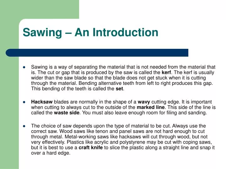 sawing an introduction