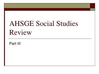 AHSGE Social Studies Review