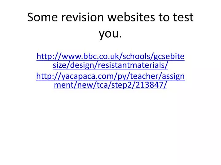 some revision websites to test you