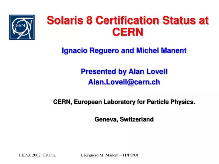 solaris 8 certification status at cern