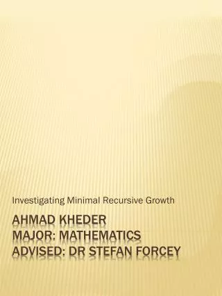 Ahmad Kheder Major: MATHEMATICS Advised: Dr STEFAN FORCEY