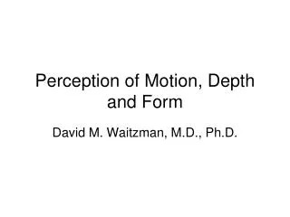 Perception of Motion, Depth and Form