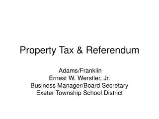 Property Tax &amp; Referendum