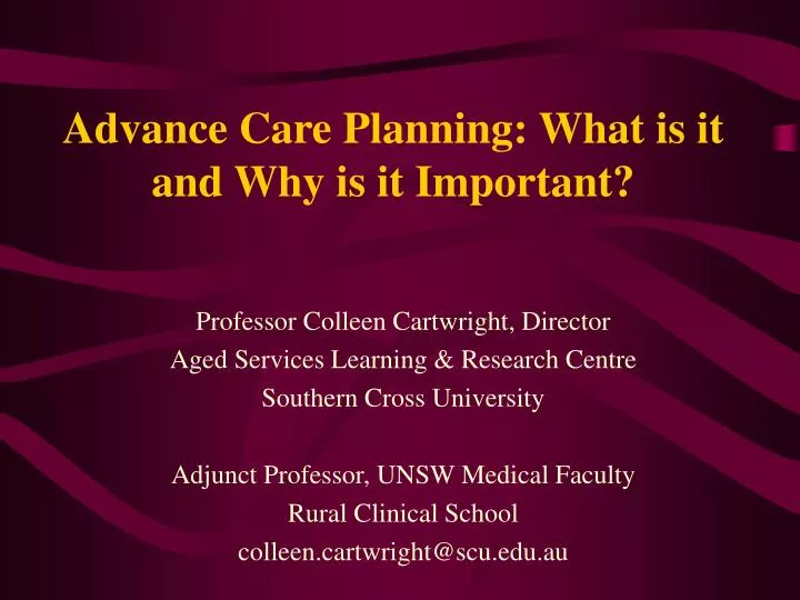 advance care planning what is it and why is it important