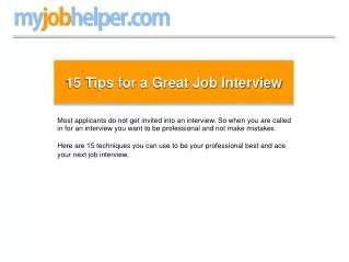 15 Tips for a Great Job Interview