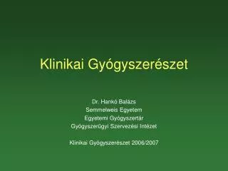 klinikai gy gyszer szet