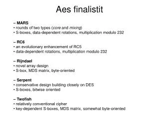 aes finalistit