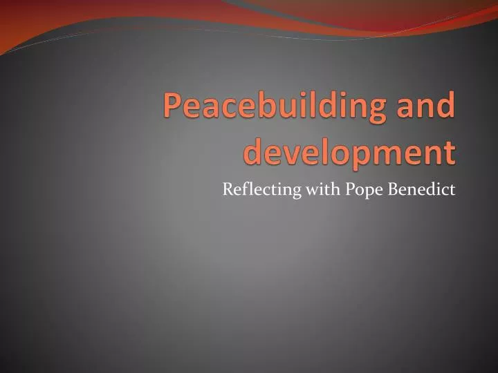 peacebuilding and development