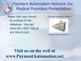 Payment Automation Network Inc. Medical Providers Presentation