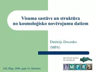 visuma sast vs un strukt ra no kosmolo isko nov rojumu datiem