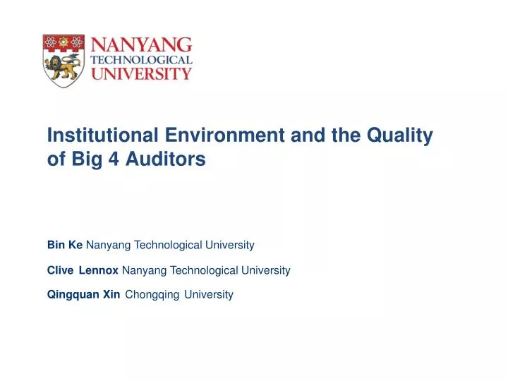 institutional environment and the quality of big 4 auditors
