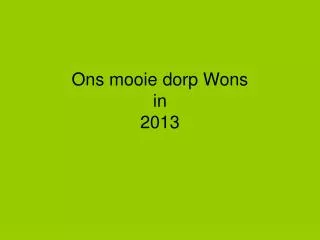 ons mooie dorp wons in 2013