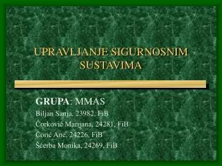 upravljanje sigurnosnim sustavima