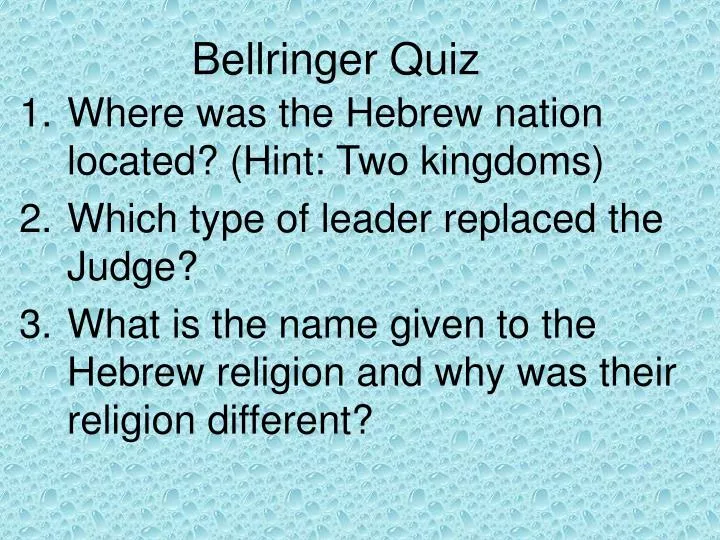 bellringer quiz