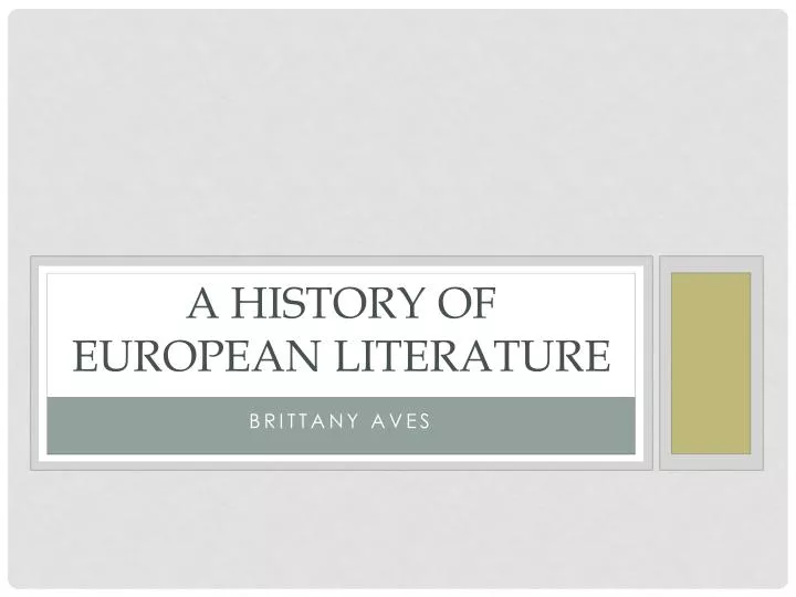 a history of european literature