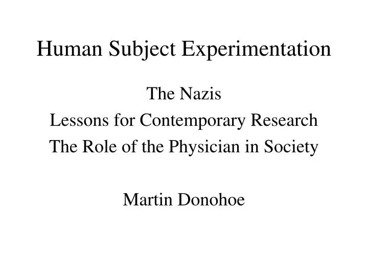 human subject experimentation