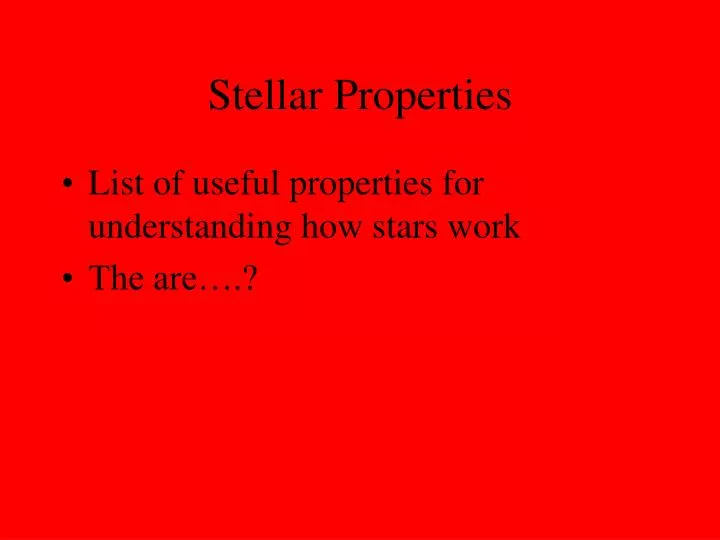 stellar properties