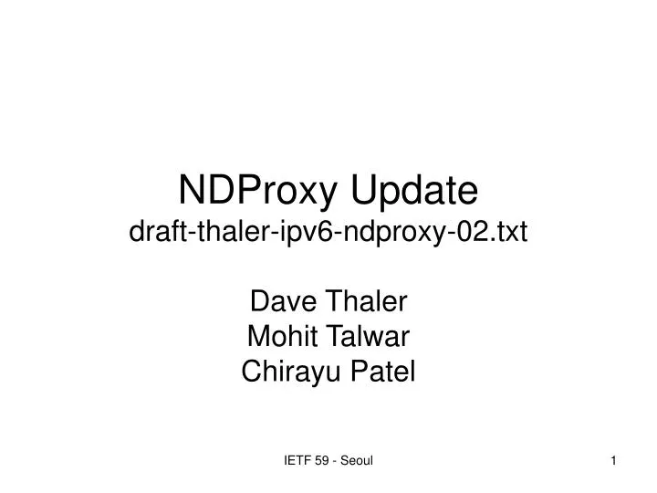 ndproxy update draft thaler ipv6 ndproxy 02 txt