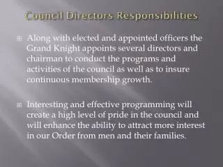 Council Directors Responsibilities