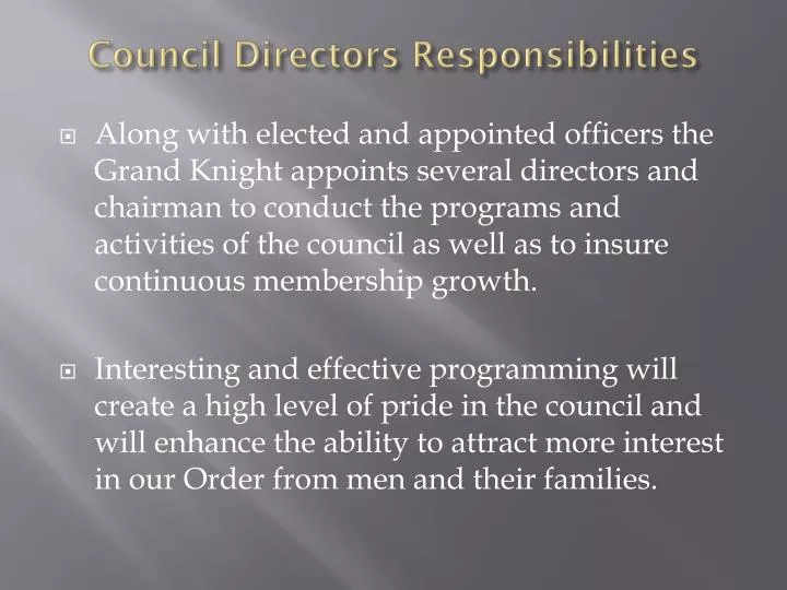 council directors responsibilities