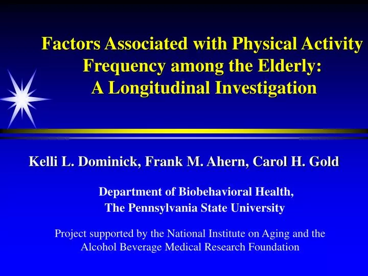 factors associated with physical activity frequency among the elderly a longitudinal investigation