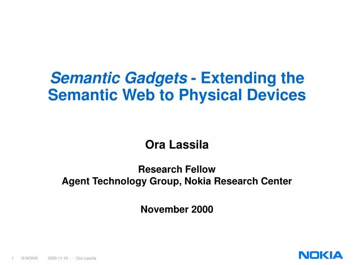 semantic gadgets extending the semantic web to physical devices
